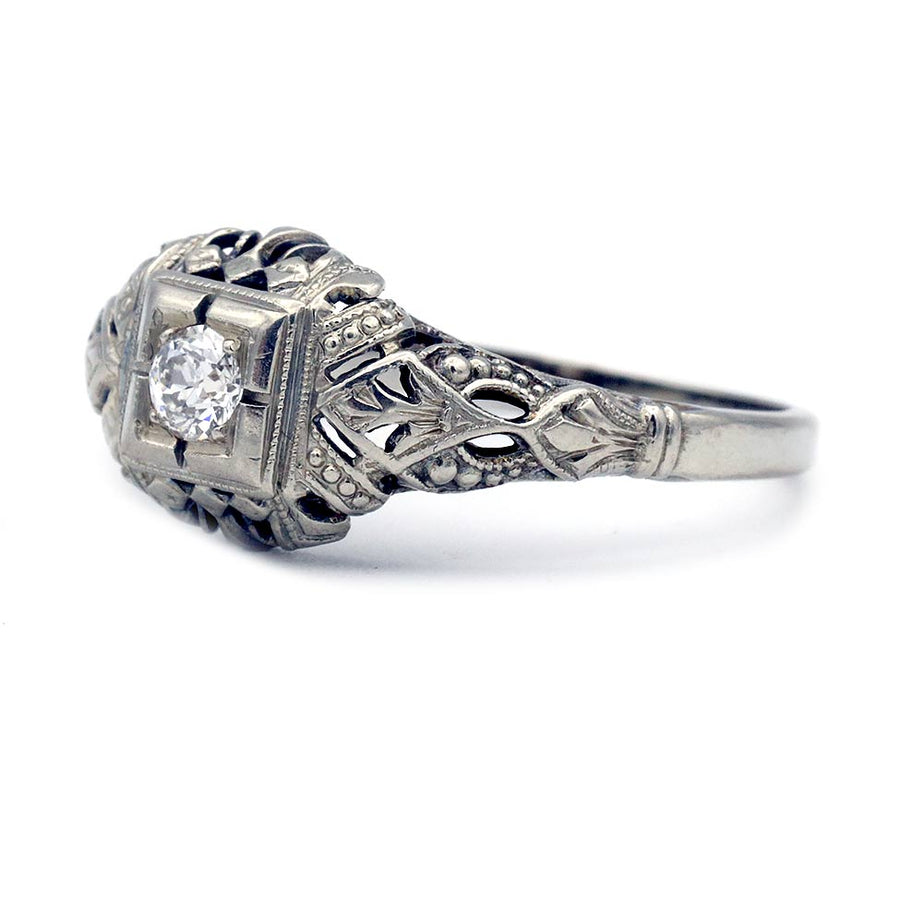 The Alanja Ring | Original 1930s Art Deco .15ct F-VS2 Old Mine Cut Diamond