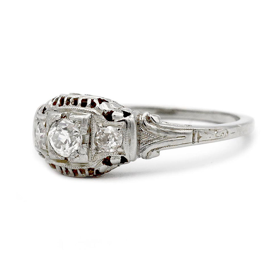 Antique .26 CTW Old Mine Cut Diamond Vintage Engagement Ring Belais