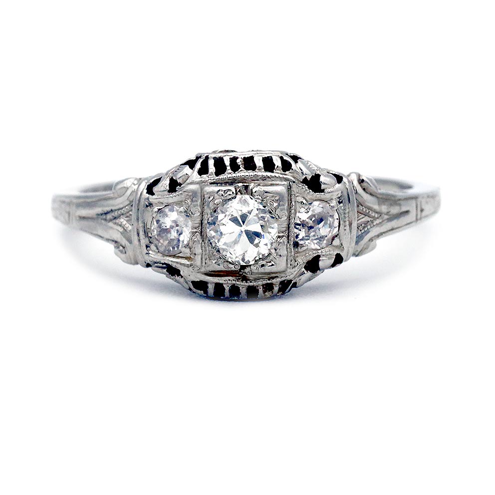 Antique CTW Old Mine Cut Diamond Vintage Engagement Ring