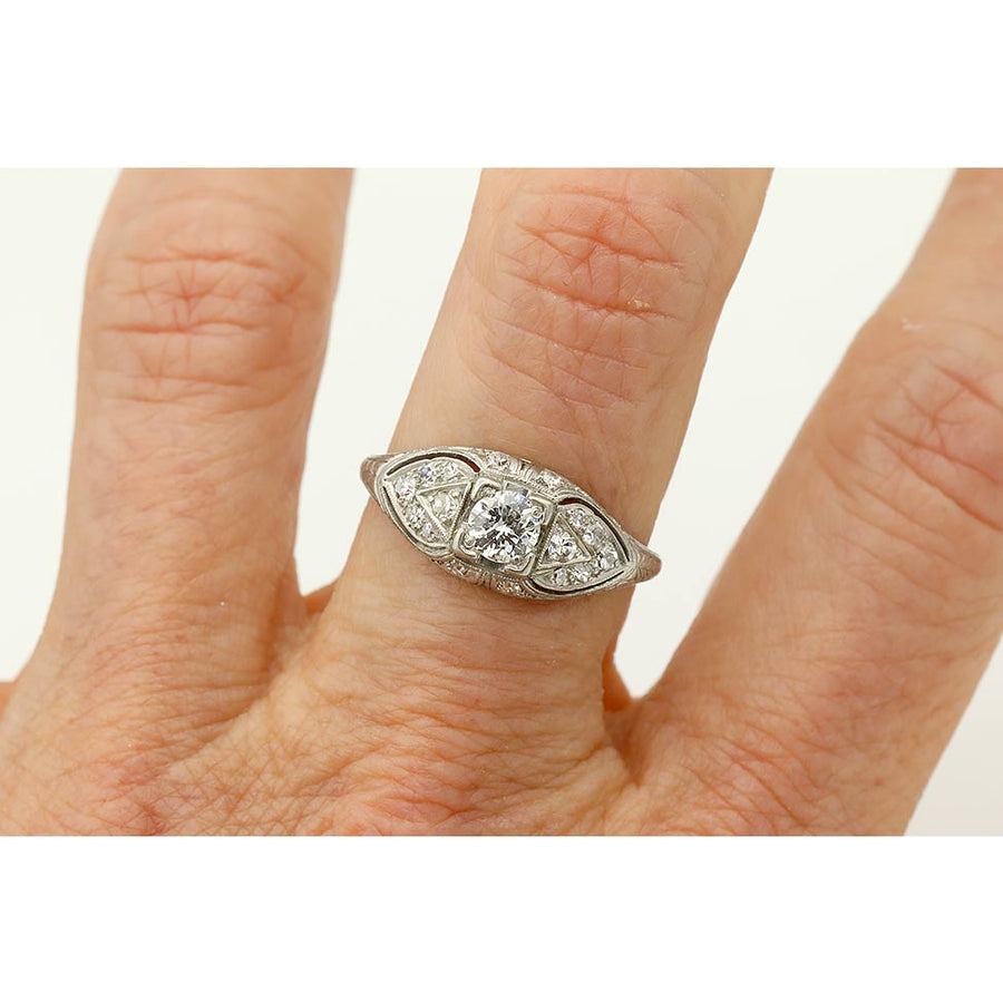 The Christy | .63 CTW Art Deco Platinum Transitional Cut Diamond Ring