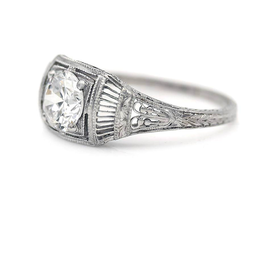 Art Deco Old European Cut Diamond Engagement Ring 1.00 CT Platinum – GIA E/VS1 Circa 1920s