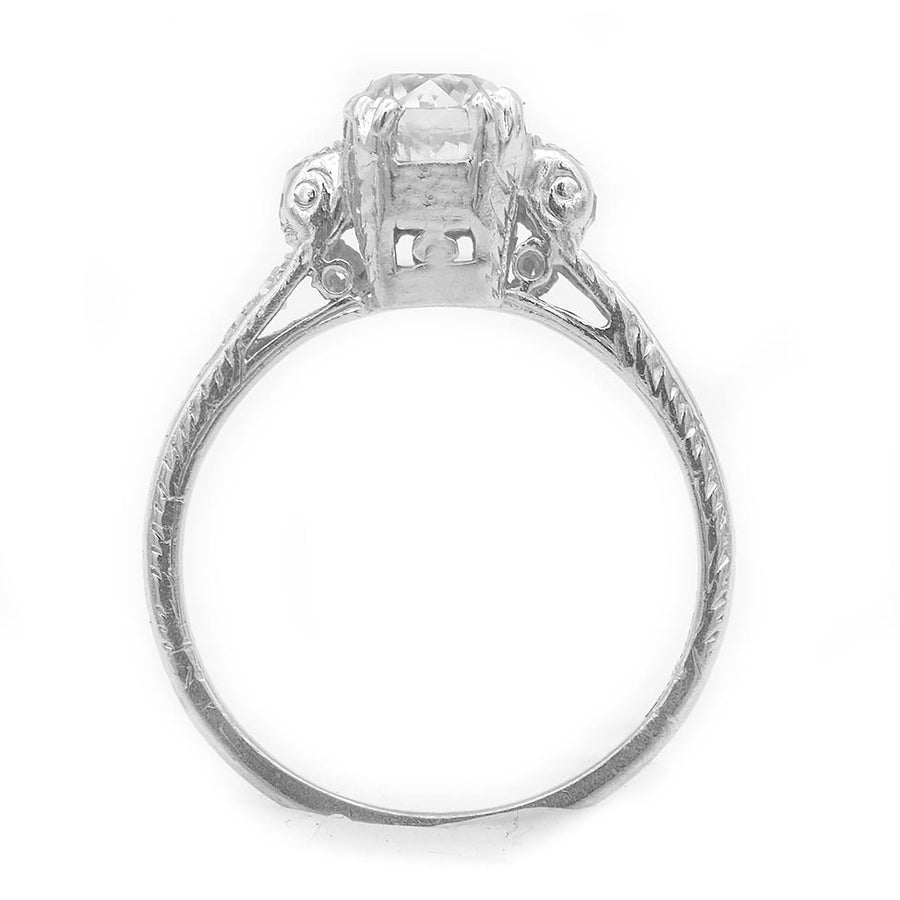 Antique Trefoil Prong .96 CTW Filigree Art Deco Engagement Ring