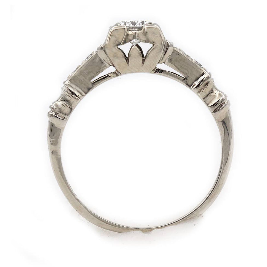 Antique .45 CTW Transitional Cut Art Deco Diamond Engagement Ring with Side Stones