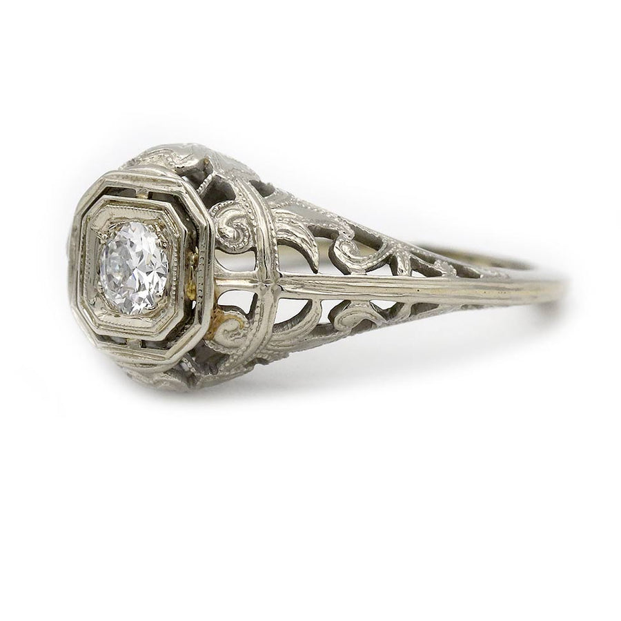 The Mary Claire Ring | Original 1920s Art Deco .20ct F-VS2 Octagonal Diamond
