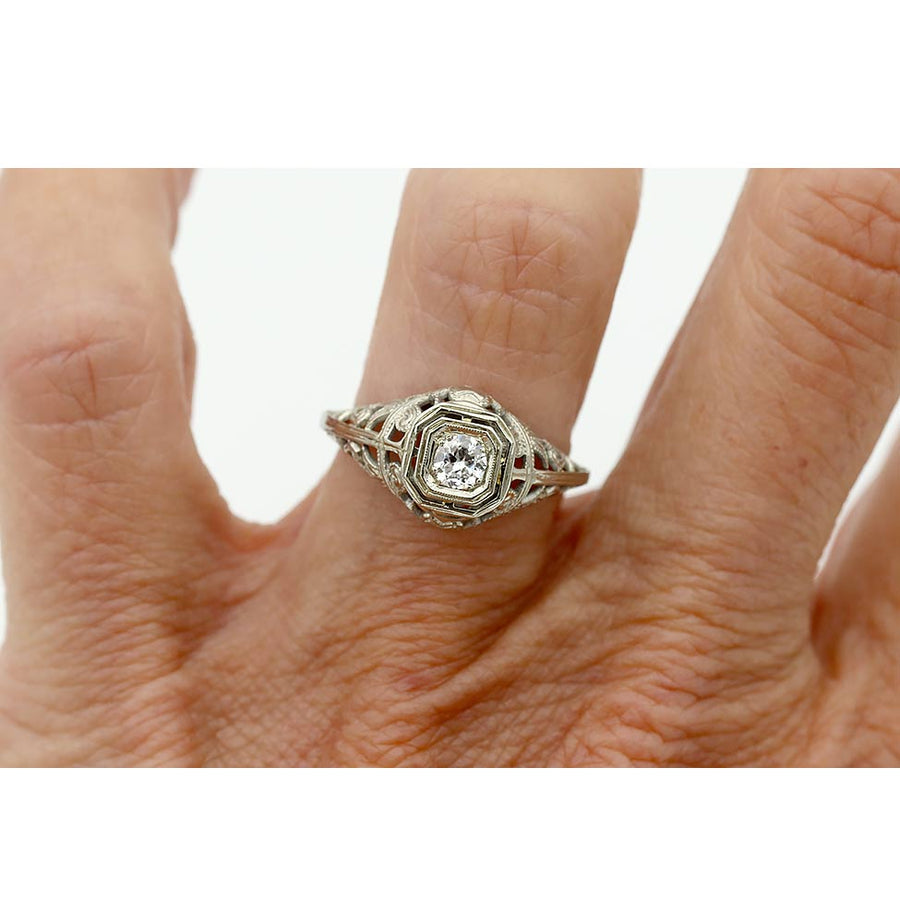 The Mary Claire Ring | Original 1920s Art Deco .20ct F-VS2 Octagonal Diamond
