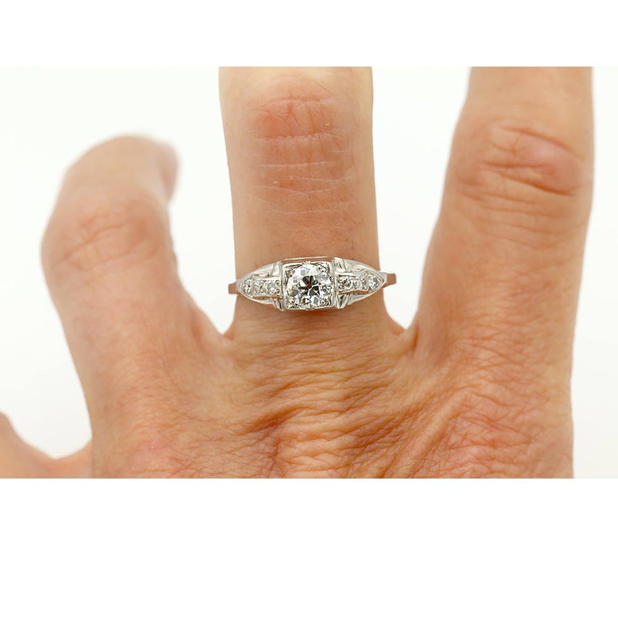 The Pippa Ring | Original 1930s Art Deco Platinum .50ct Old Mine Cut Diamond