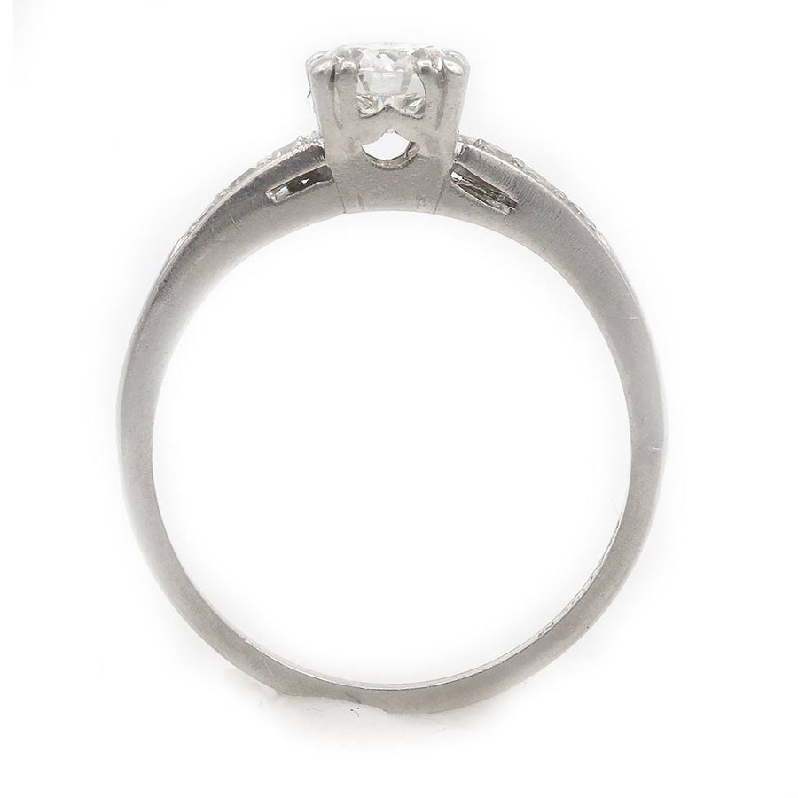 Mid-Century .50 Ct Old European Cut Diamond Engagement Ring in Platinum