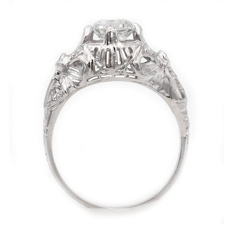 Antique Art Deco Diamond Engagement Ring with Sapphire Accents
