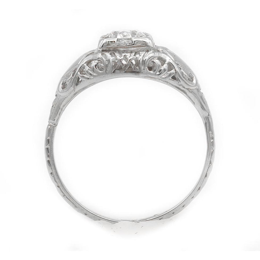 Art Deco .35 CT Old European Cut Diamond Solitaire Engagement Ring | Filigree