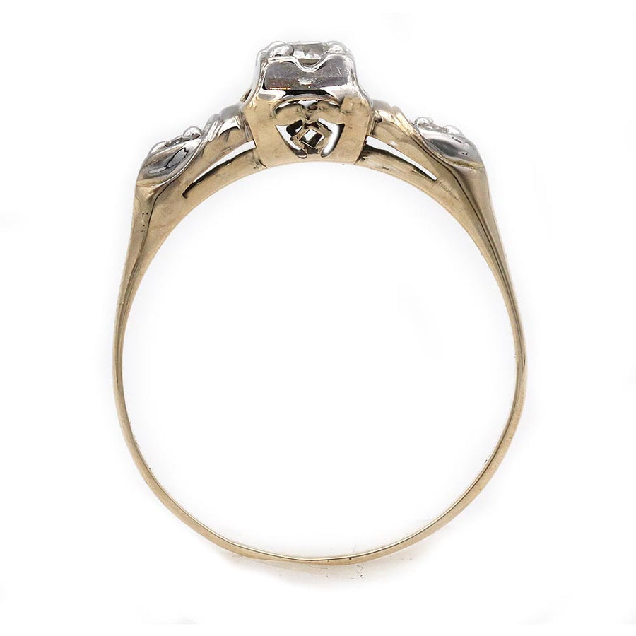 Mid-Century .34 CTW 14 Karat Two Tone Diamond Vintage Engagement Ring