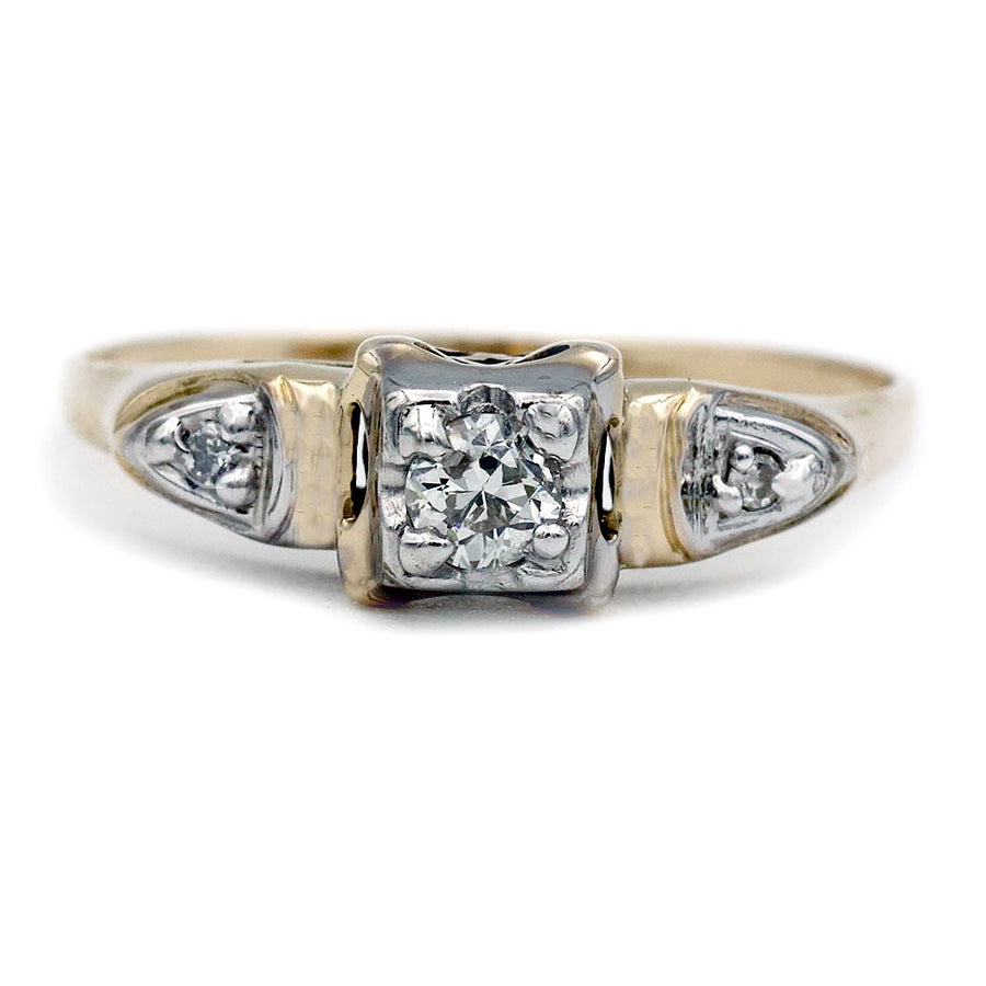 Mid-Century .34 CTW 14 Karat Two Tone Diamond Vintage Engagement Ring