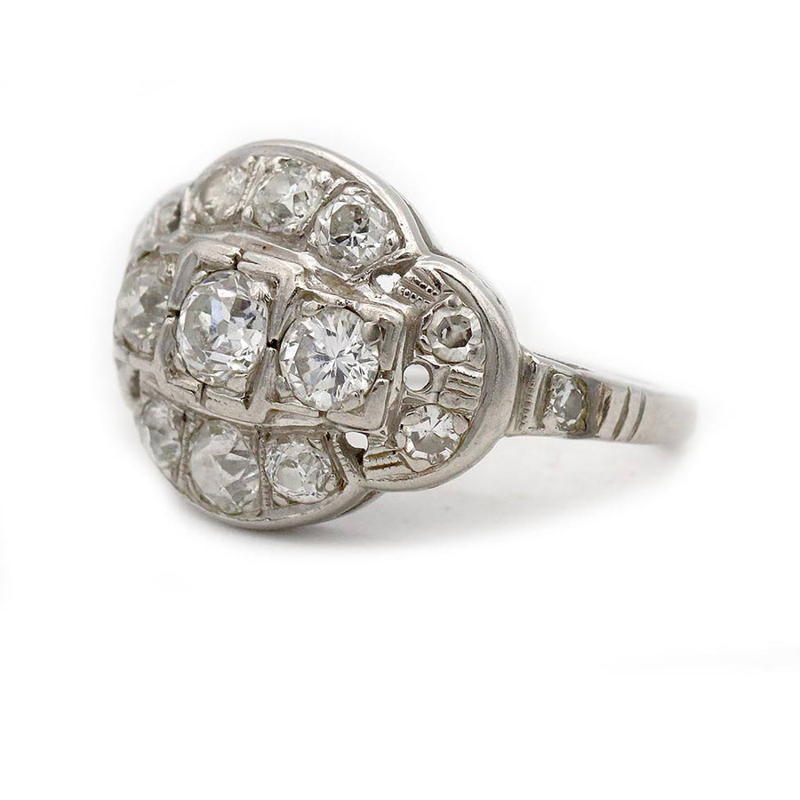 SOLD SOLD SOLD Mid-Century 1.40 CTW 1940s Platinum Vintage Cocktail Ring