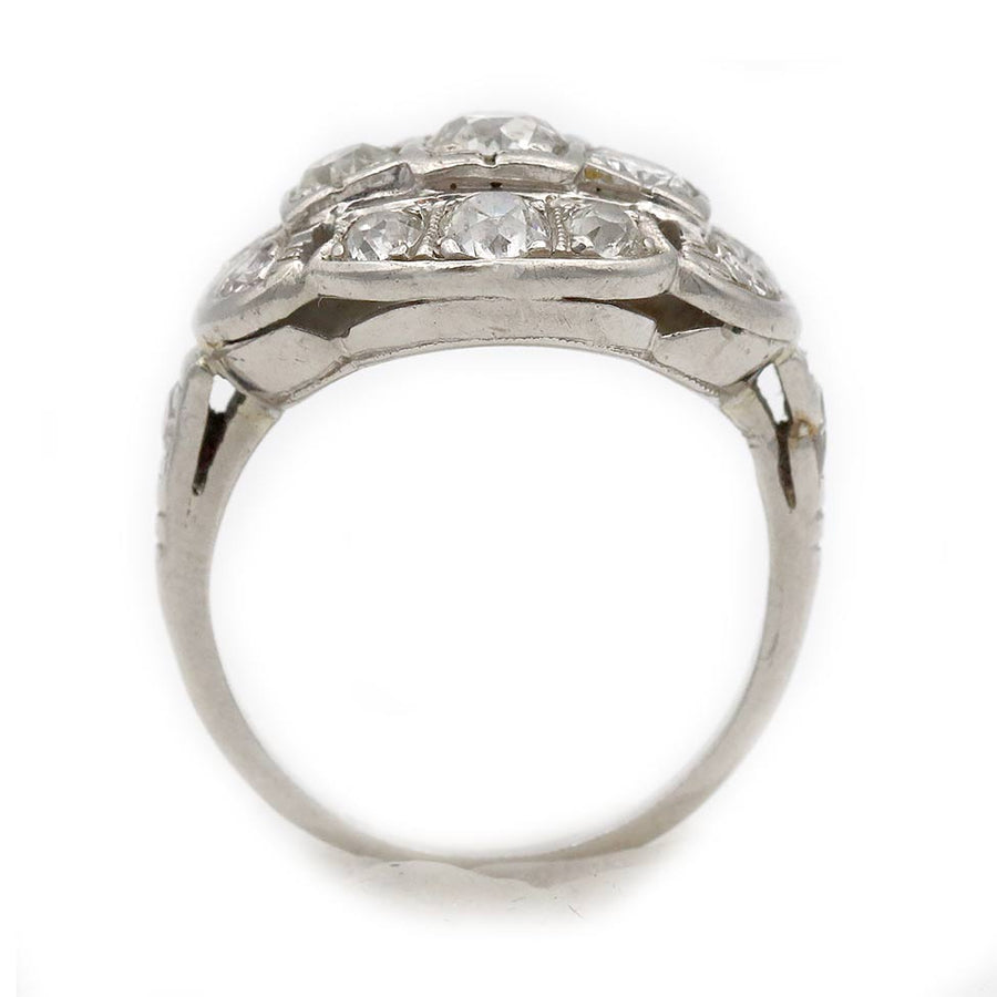 SOLD SOLD SOLD Mid-Century 1.40 CTW 1940s Platinum Vintage Cocktail Ring