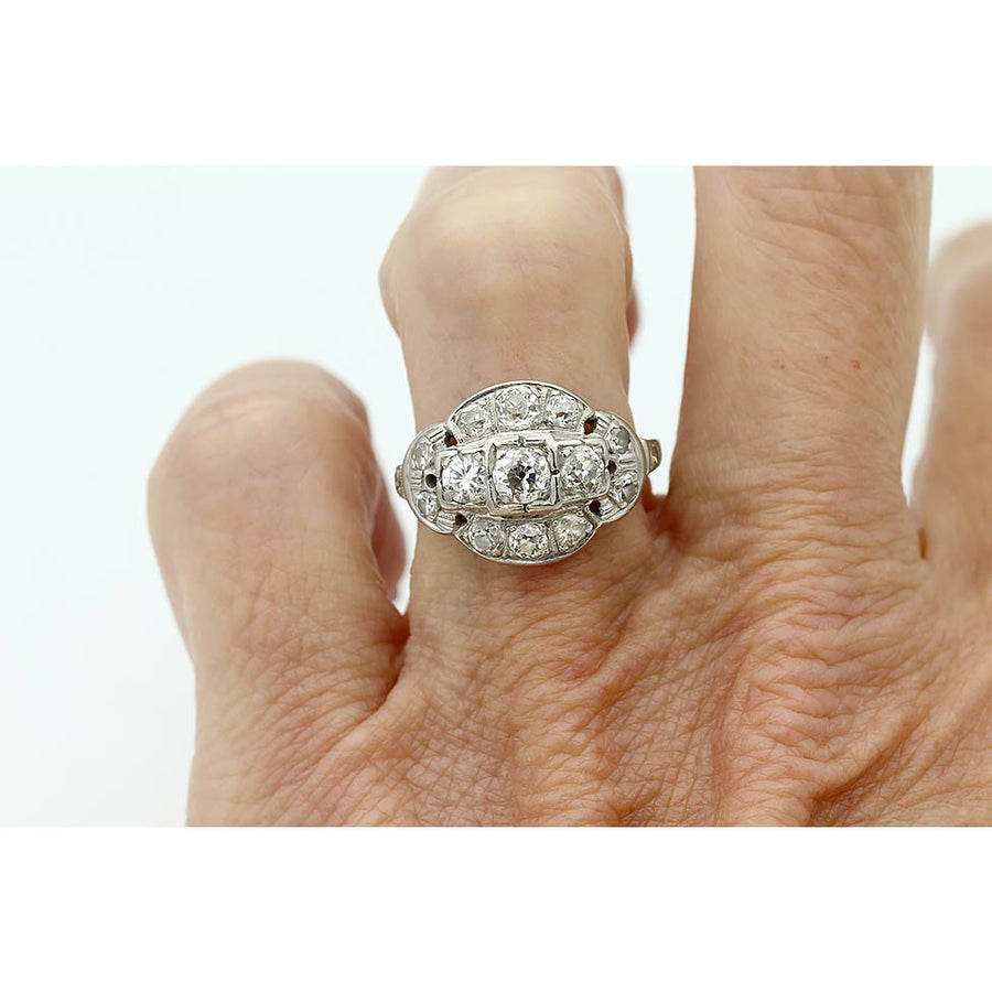 SOLD SOLD SOLD Mid-Century 1.40 CTW 1940s Platinum Vintage Cocktail Ring