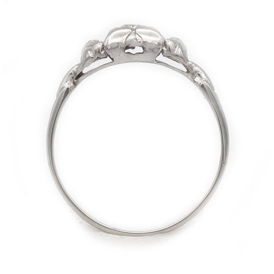 Dainty Art Deco .12 Ct Old European Cut Diamond Vintage Engagement Ring