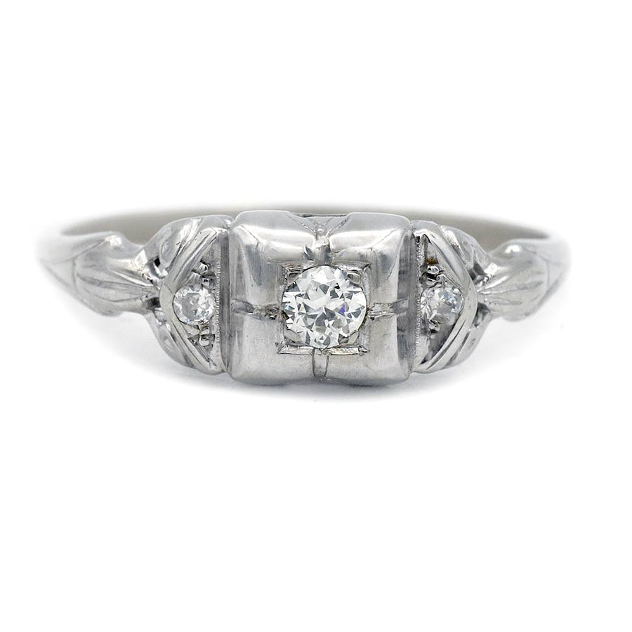 Dainty Art Deco .12 Ct Old European Cut Diamond Vintage Engagement Ring