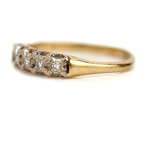 Mid-Century .15 CTW Two-Tone Diamond Vintage Wedding Band Circa 1950s