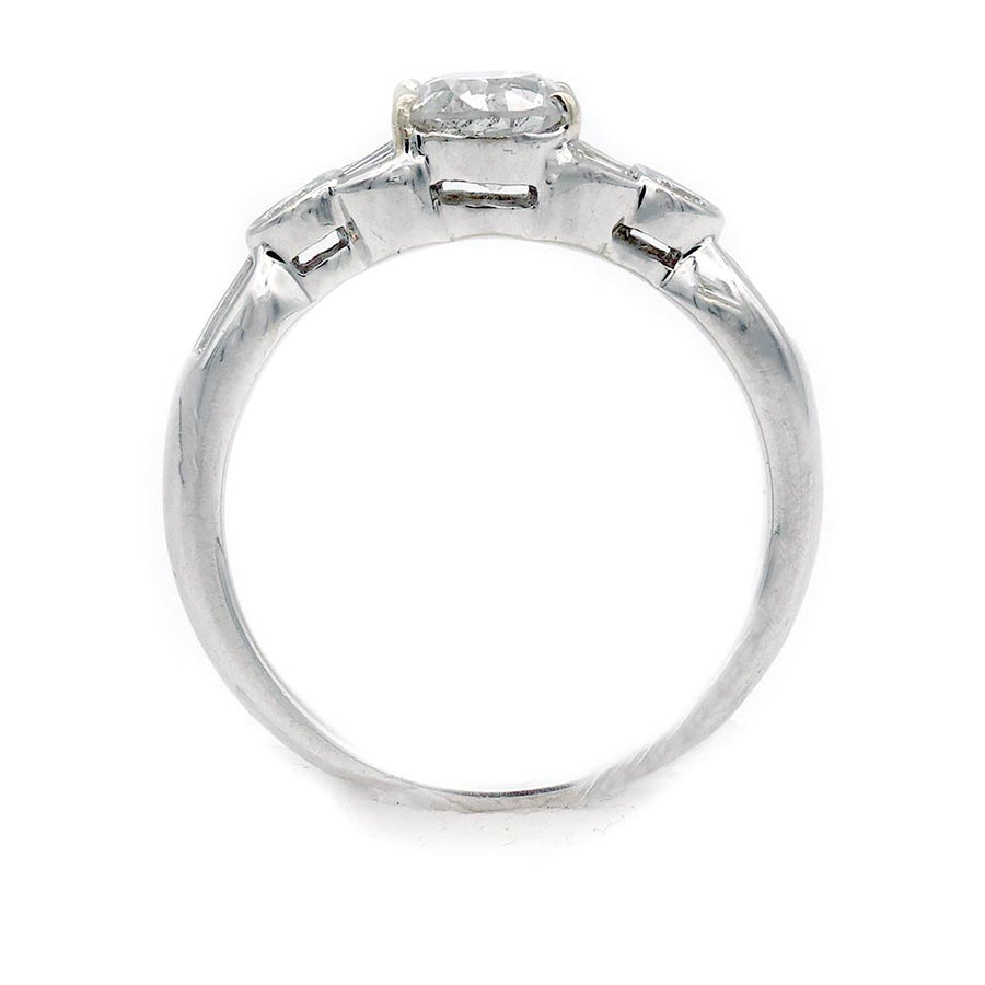 Vintage .83 Ct Old European Cut Diamond Engagement Ring with Baguettes — GIA H/I1