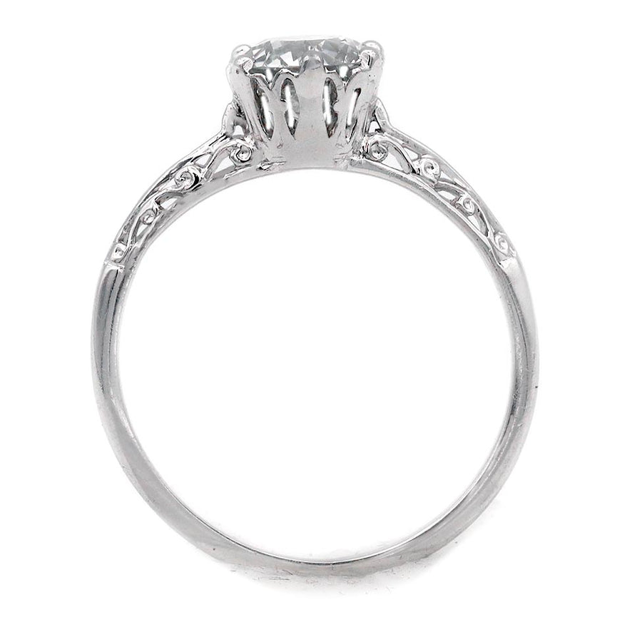 Art Deco .81 Carat GIA Old European Cut Diamond Filigree Engagement Ring in Platinum