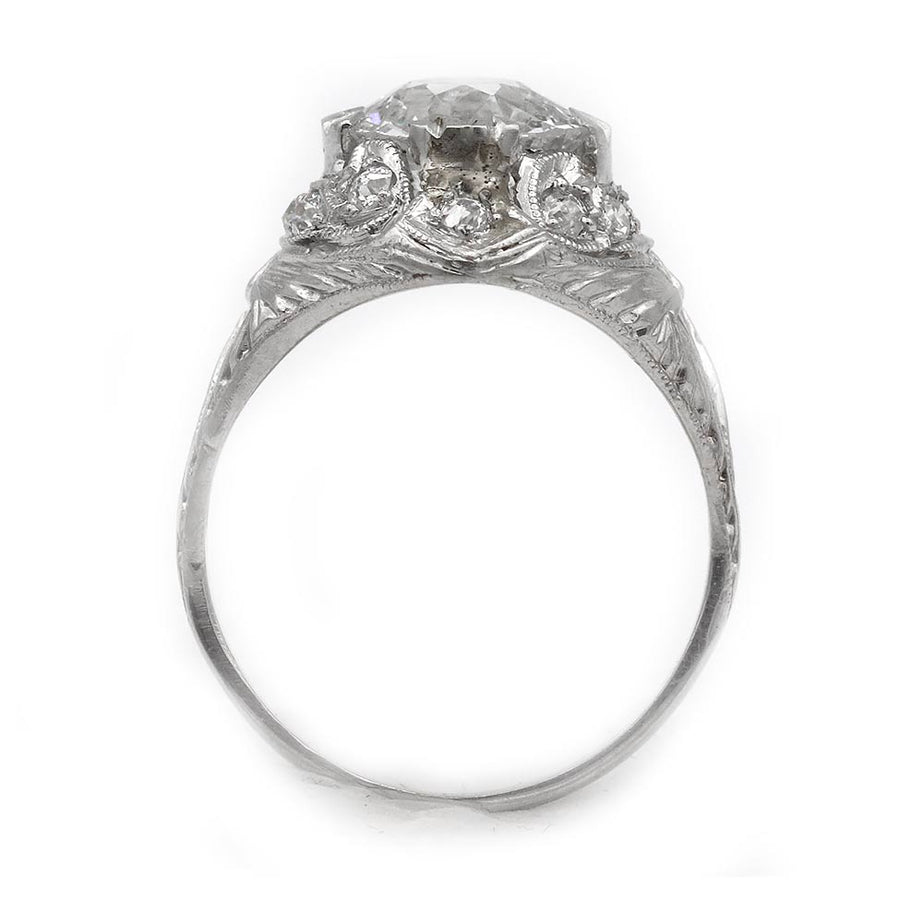 Art Deco 2.11 Ct Old European Cut Diamond Platinum Vintage Engagement Ring – GIA I/I1