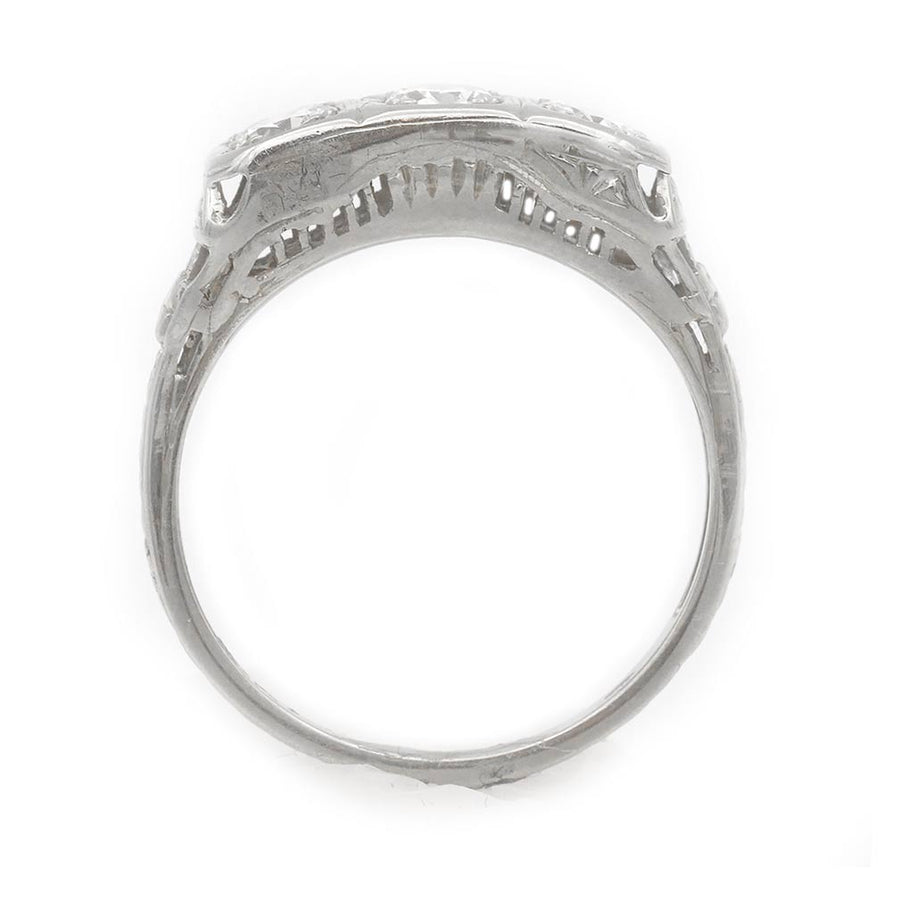 Art Deco .75 CTW Three-Stone Old European Cut Diamond Engagement Ring in 18K White Gold