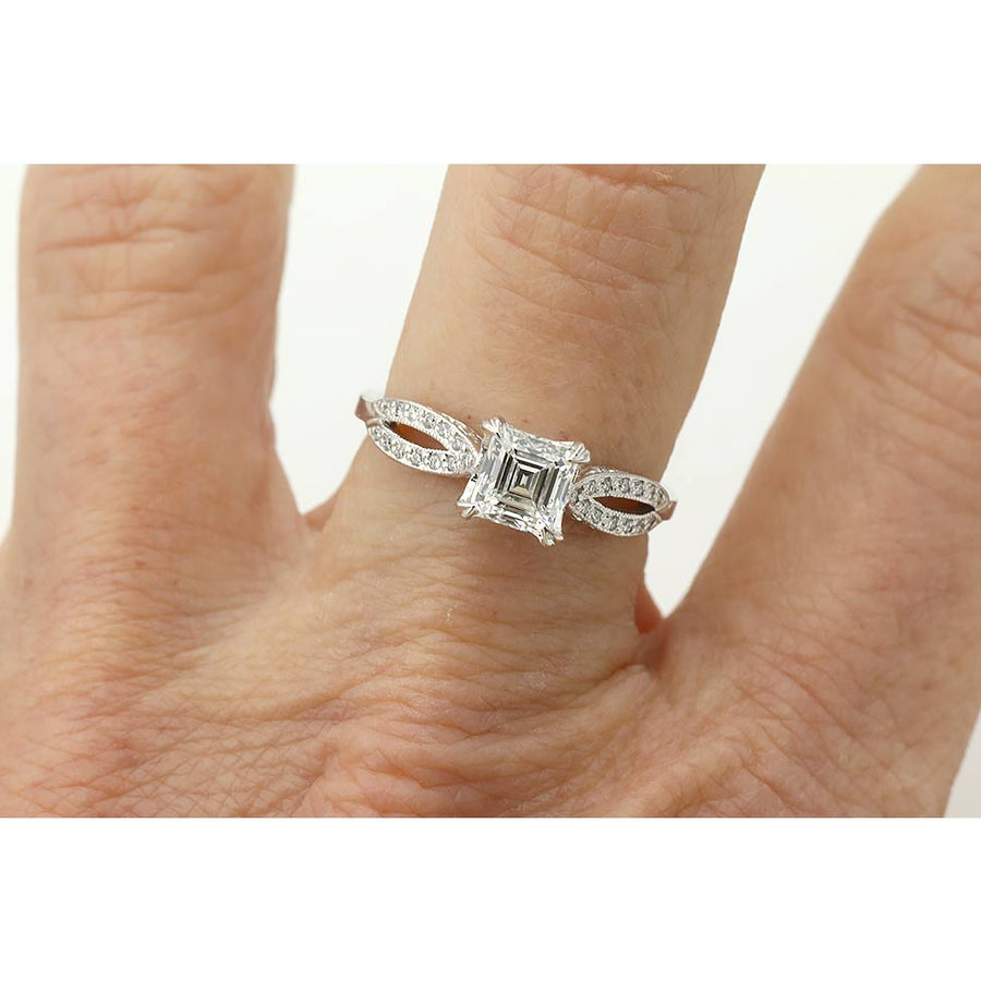 Tacori Asscher Cut Diamond Vintage Engagement Ring .91 Ct GIA E/SI1