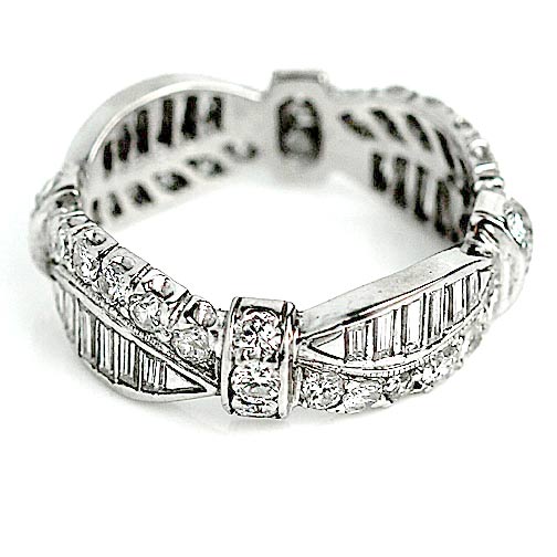 Vintage North-South Baguette & Round Diamond Eternity Band