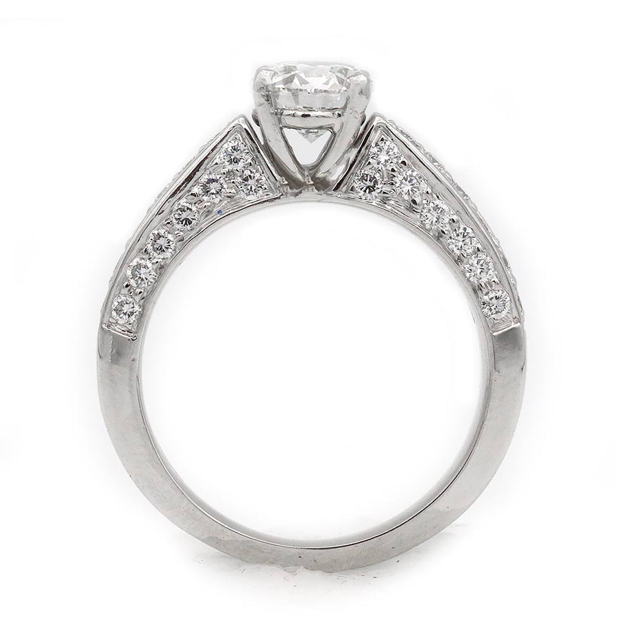 Vintage 1.00 Ct Lab Grown Diamond Engagement Ring in 18K White Gold | IGI F/VS1