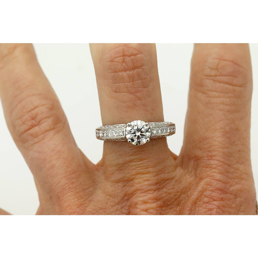 Vintage 1.00 Ct Lab Grown Diamond Engagement Ring in 18K White Gold | IGI F/VS1