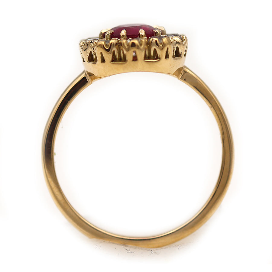 Vintage Style Burma Ruby Halo Engagement Ring .78 CT