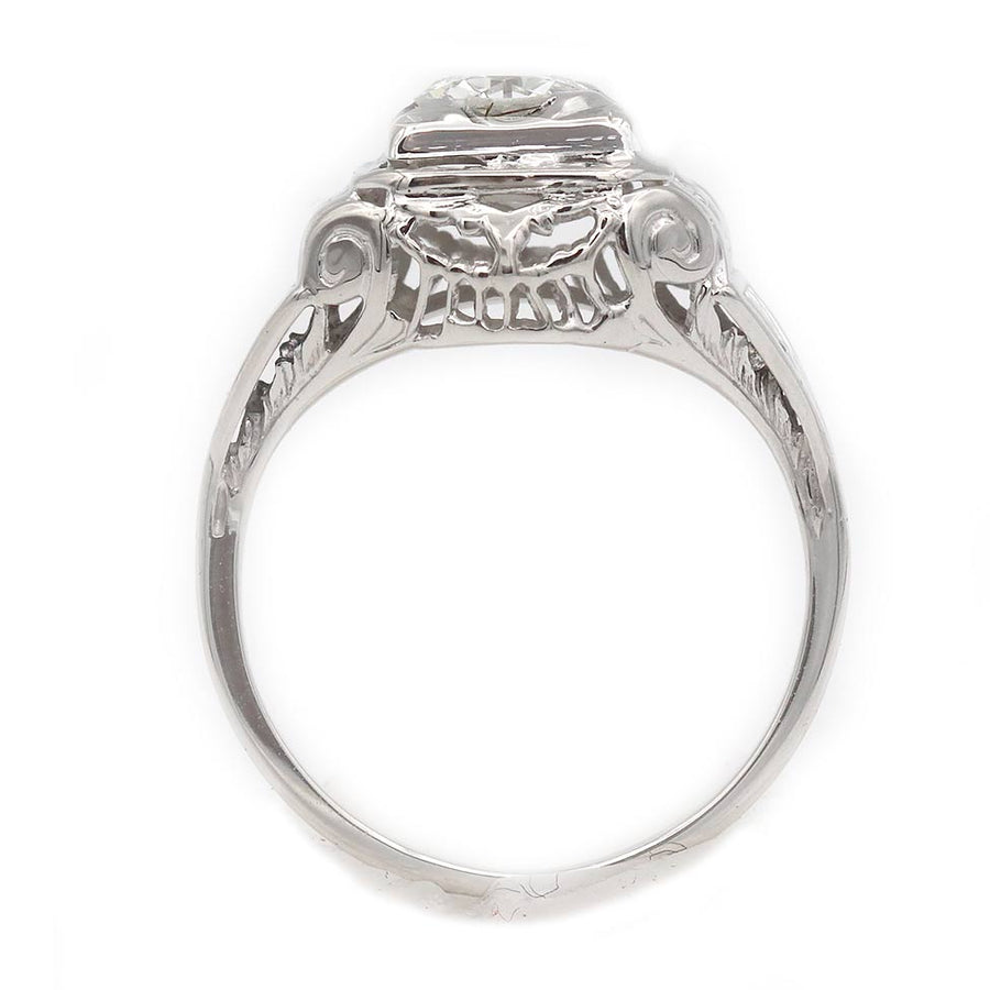 Antique Old European Cut Diamond Engagement Ring .40 Ct 18K White Gold Gallery View