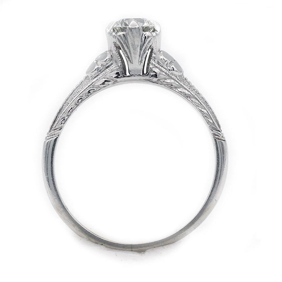 Art Deco Old European Cut Diamond Four Leaf Clover Vintage Engagement Ring