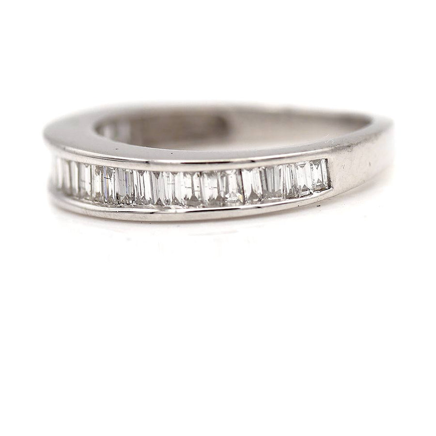 Vintage Baguette Diamond Wedding Band in 14K White Gold | 1970s