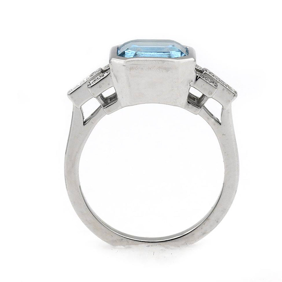 Art Deco Style 2.50 CTW Aquamarine & Diamond Engagement Ring in Platinum