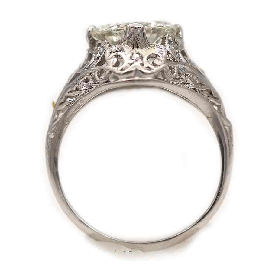 Art Deco 2.62 CTW Old European Cut Diamond Vintage Engagement Ring Platinum GIA K/SI2