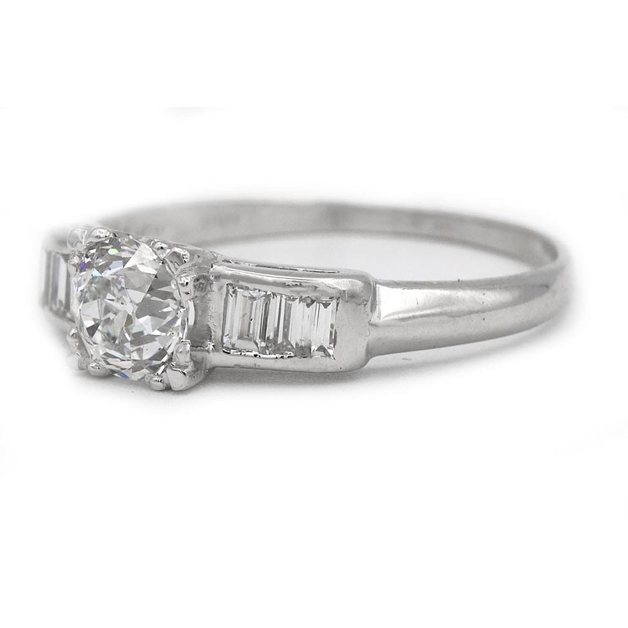 79ct GIA H/SI1 Old European Cut Diamond Engagement Ring Side View