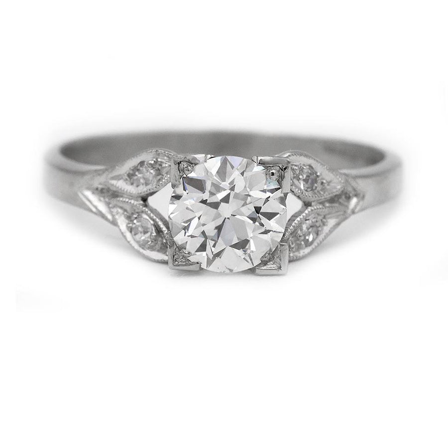 Art Deco .76 Ct Old European Cut Diamond Engagement Ring | GIA Platinum
