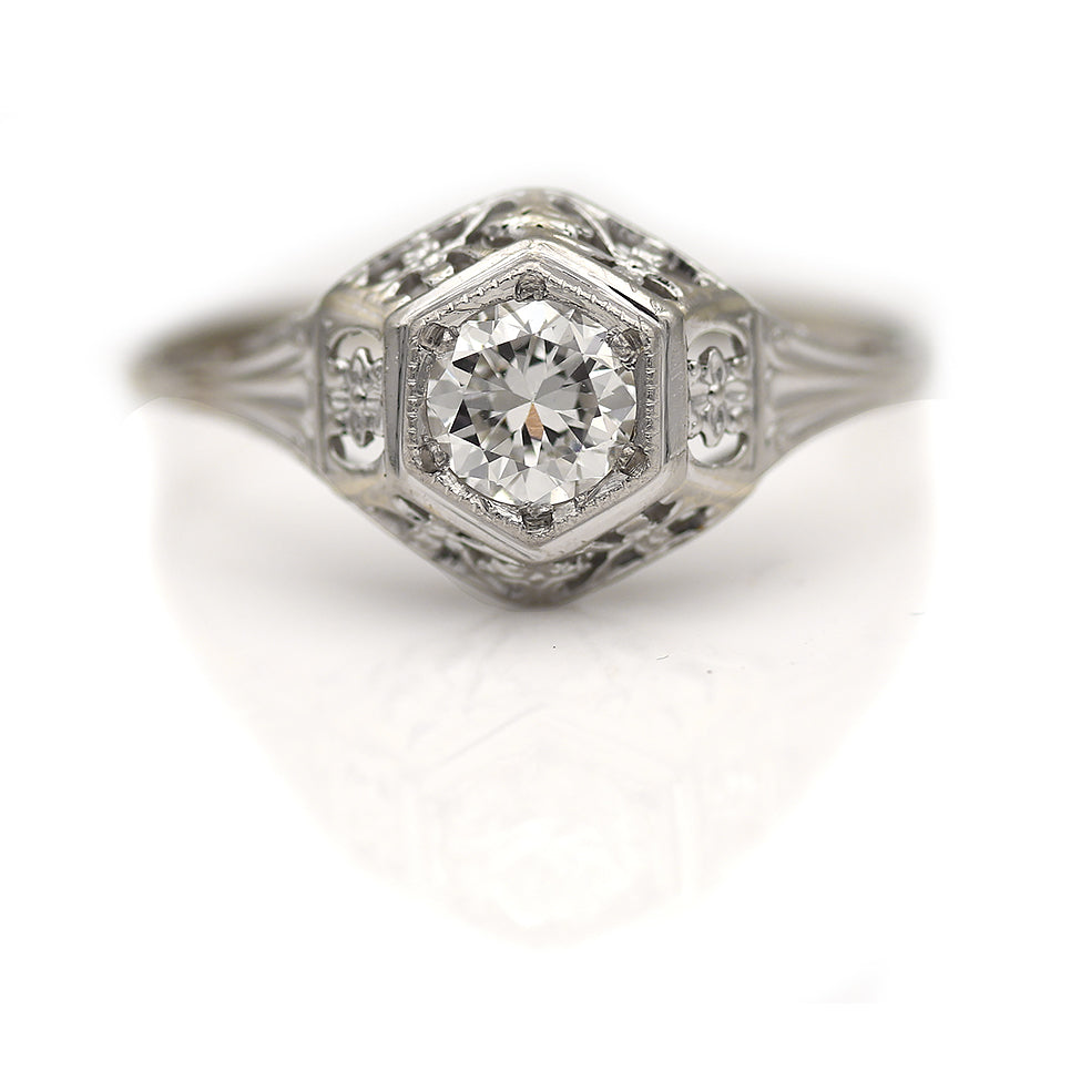 Vintage CTW Old European Cut Diamond Solitaire Art Deco