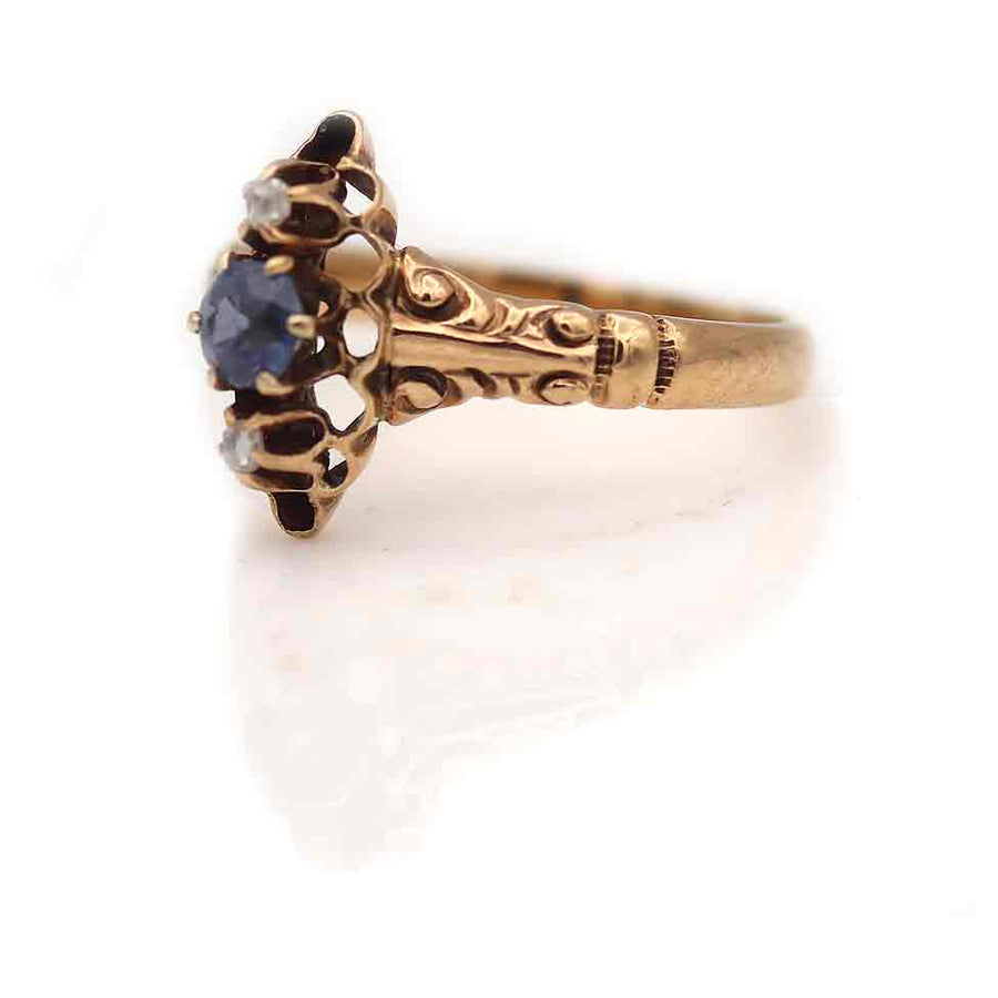Victorian Sapphire & Rose Cut Diamond Engagement Ring
