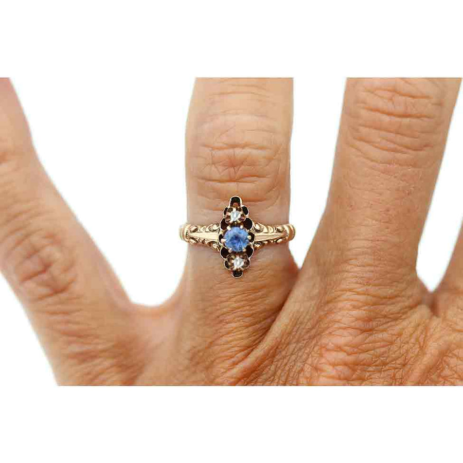 Victorian Sapphire & Rose Cut Diamond Engagement Ring
