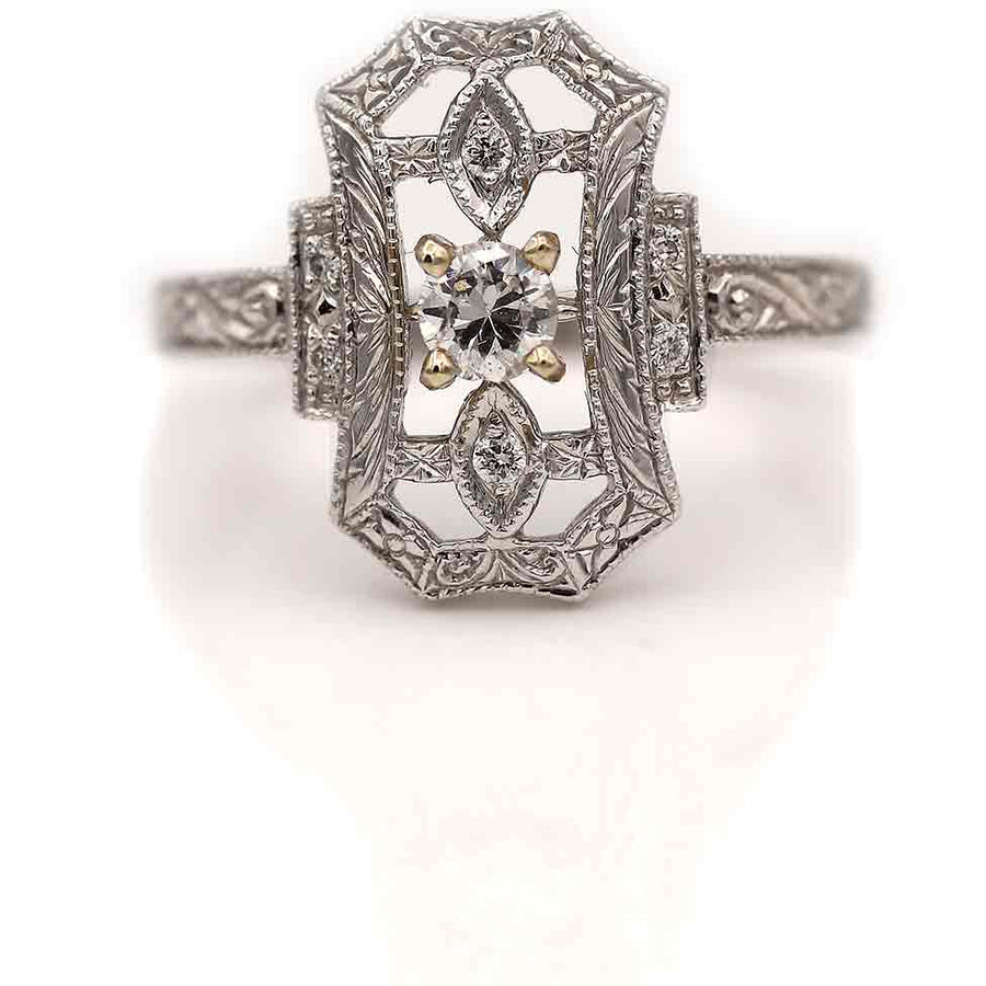 Estate .50 CTW North-South Old European Cut Diamond Vintage Dinner Ring