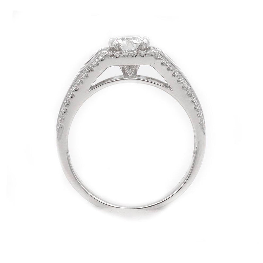 Contemporary 1.64 CTW Old European Cut Diamond Baguette Cut Art Deco Engagement Ring GIA F/SI1