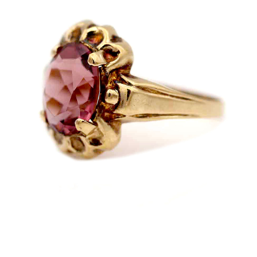 Vintage 3.00 Carat Oval Cut Purple Garnet Engagement Ring in 10K Gold