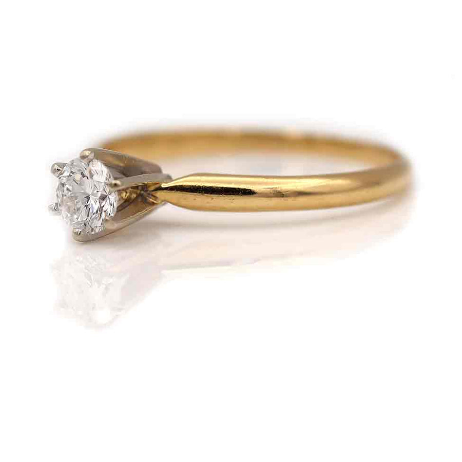 Vintage Round Cut Diamond Solitaire Engagement Ring .35 Ct