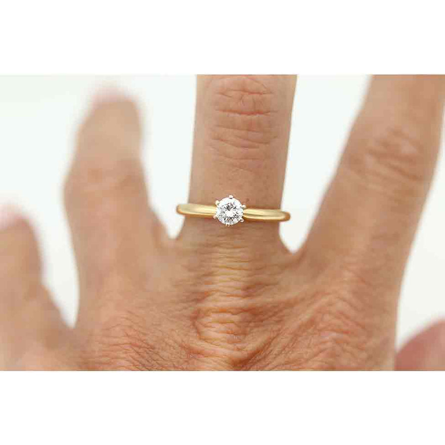 Vintage Round Cut Diamond Solitaire Engagement Ring .35 Ct