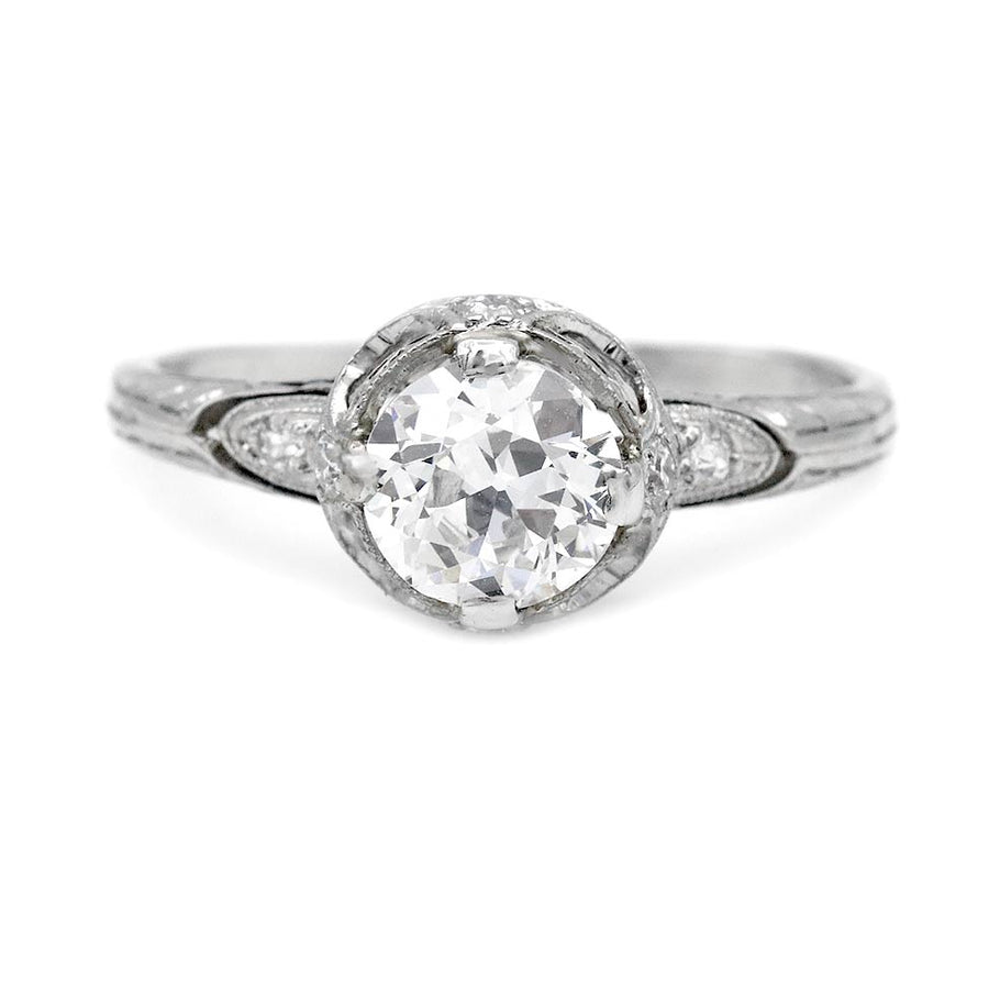 Art Deco .87 CTW Old European Cut Diamond Platinum Antique Engagement Ring – GIA G/SI1