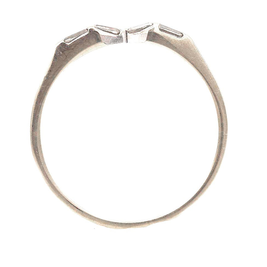 Vintage Baguette Cut Diamond Wedding Band | .12 CTW | 14K White Gold | Circa 1970s