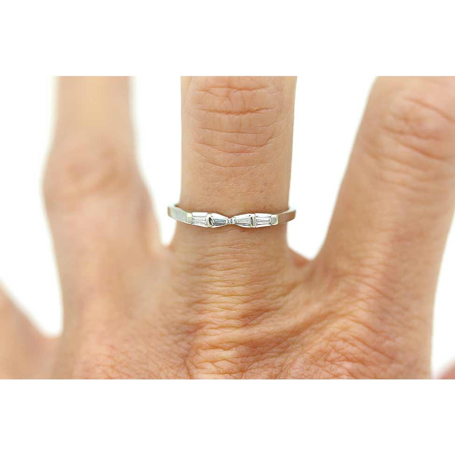 Vintage Baguette Cut Diamond Wedding Band on Hand