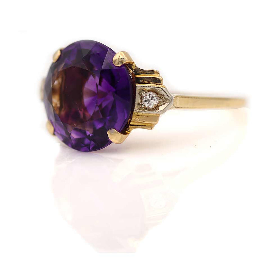 5.01 Carat Victorian Round Cut Amethyst Engagement Ring