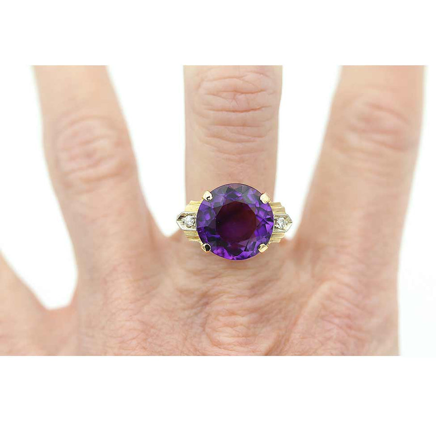5.01 Carat Victorian Round Cut Amethyst Engagement Ring